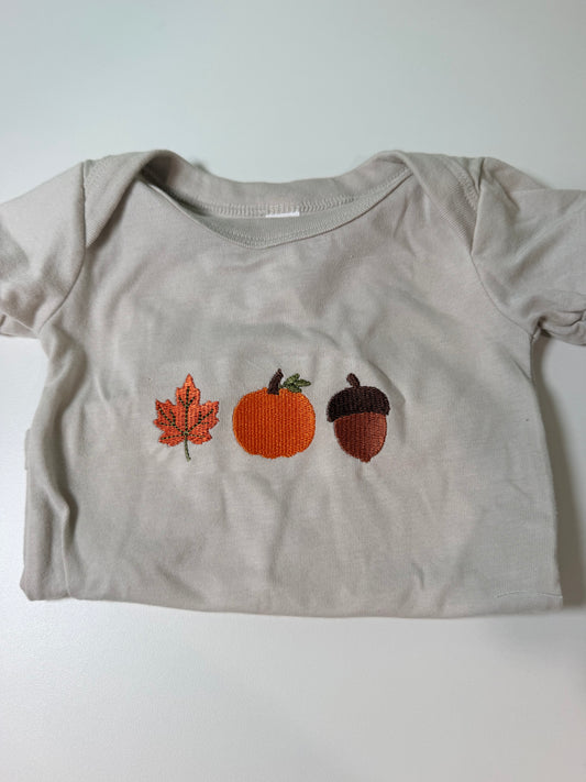 Fall Trio Embroidered Baby Bodysuit